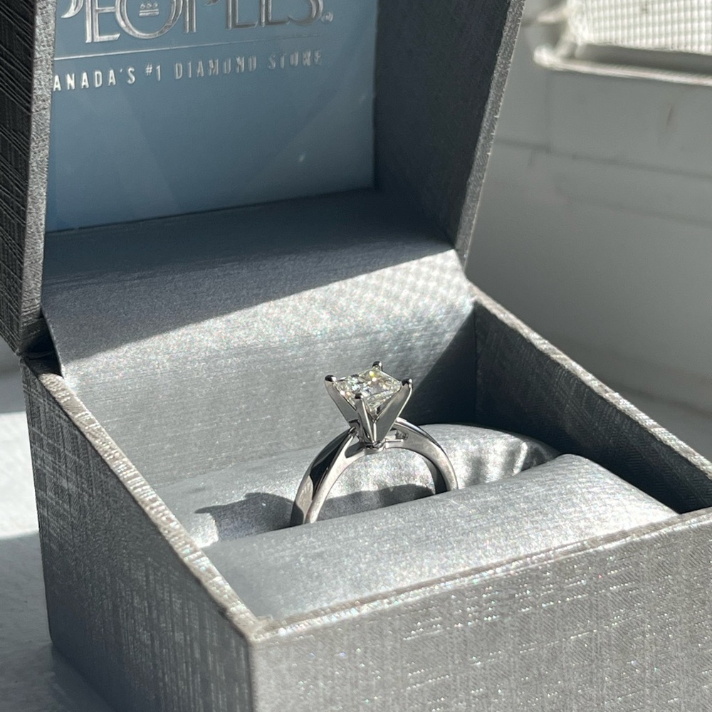 Silver Engagement Ring with Diamond